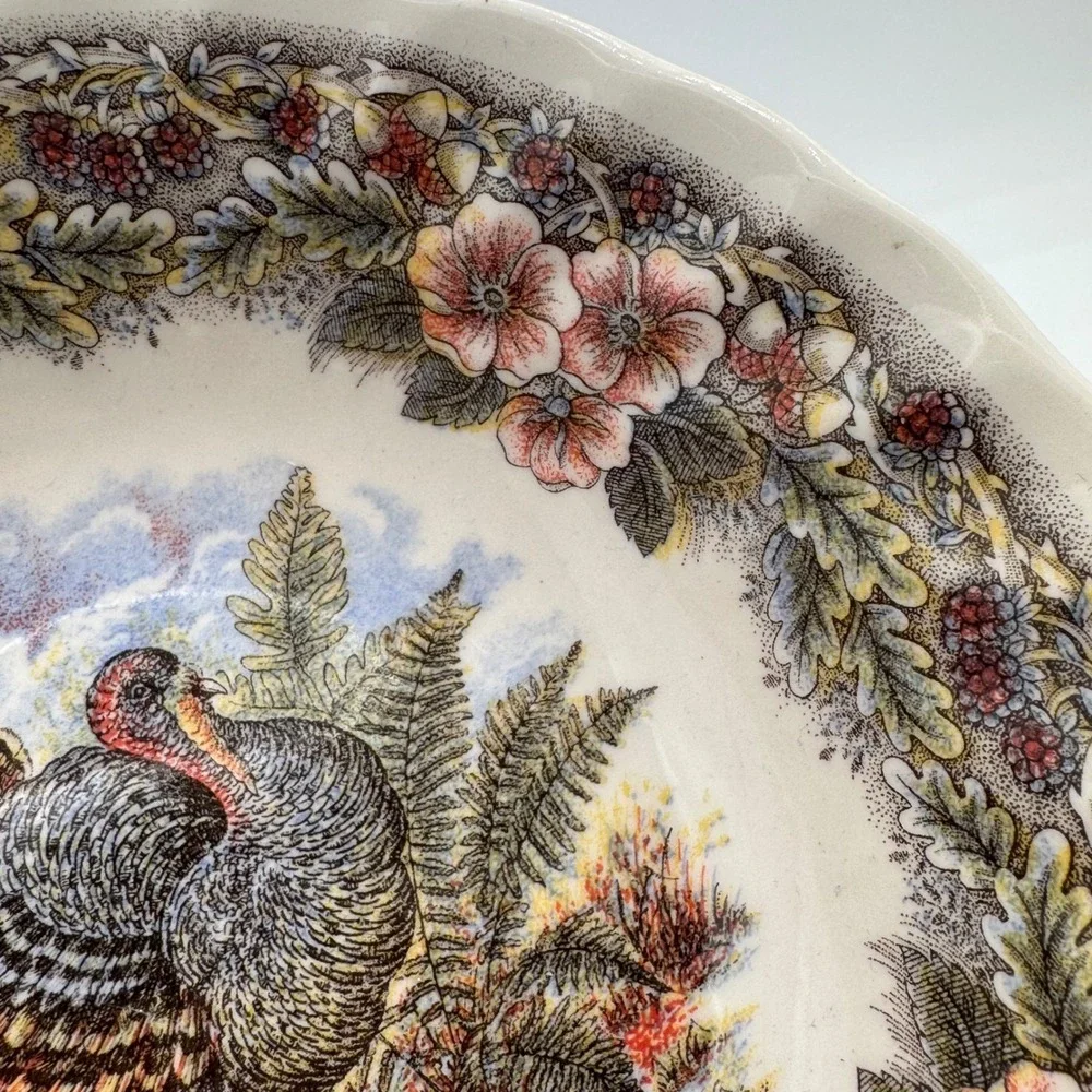 Queens Thanksgiving Turkey Cereal Bowls Set of 2 Myott Factory Archive 6.25in